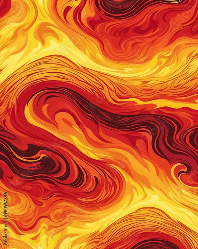 Blazing inferno pattern with yellow to fiery red gradient