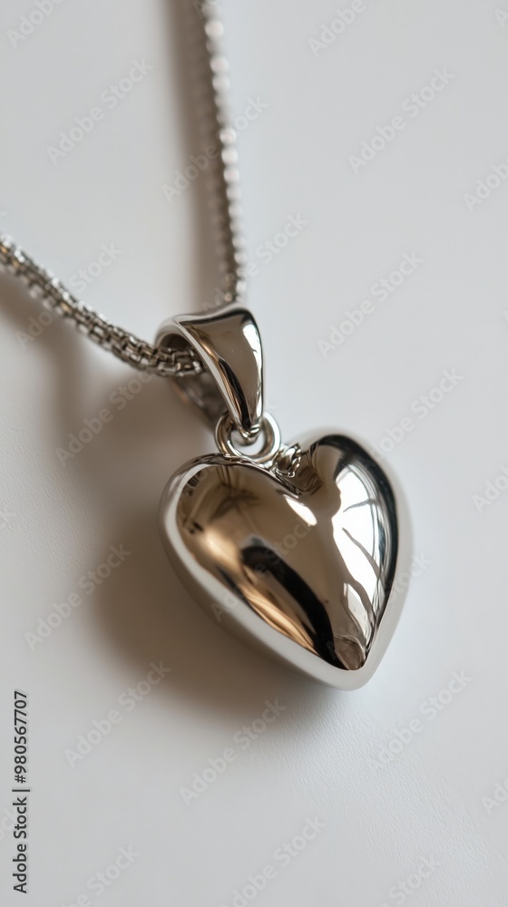 Elegant silver heart pendant on delicate chain for jewelry fashion and gifting Elegant silver heart pendant on delicate chain for jewelry fashion and gifting