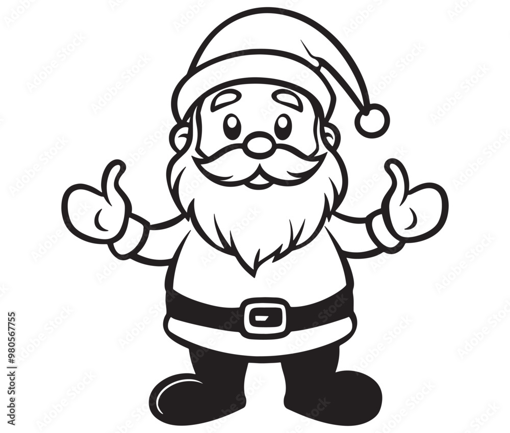 Obraz premium Cartoon Illustration of Santa Claus Character for Coloring Book