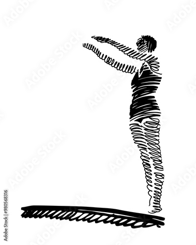 Female swimmer diving into the water in the pool, stylish contemporary abstract vector illustration