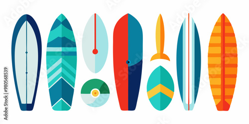 surfboard element collection white background