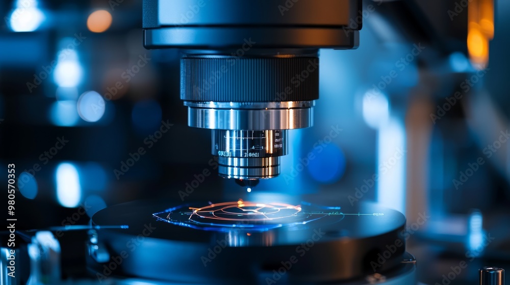 Futuristic Lens Analyzer Examining Optical Properties with Precision Futuristic Lens Analyzer Examining Optical Properties with Precision