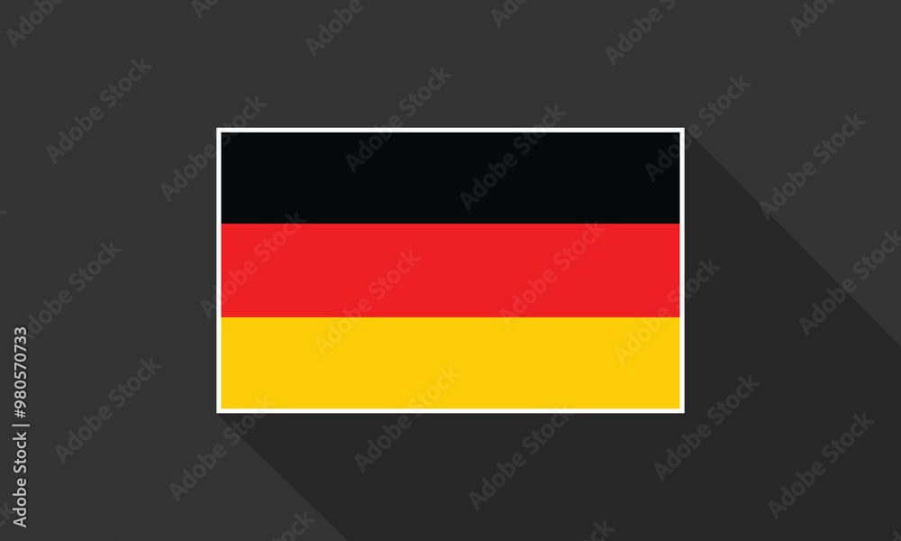 Fototapeta premium Flag of Germany with long shadow on gray background. Vector banner or background template