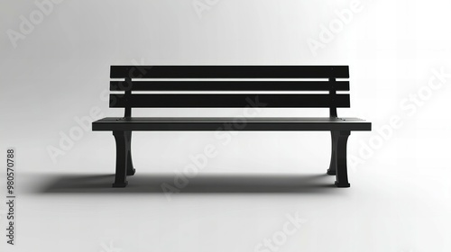 City bench with modern design and sleek minimalist style isolated on white background for urban projects new beautiful stock image illustration AI