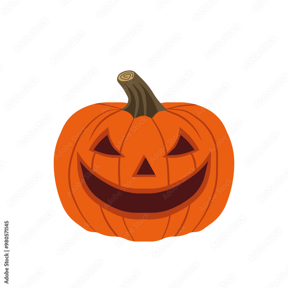 Spooky carved pumpkin with creepy eyes and wicked grin for Halloween decoration and trick-or-treat tradition, Vector flat illustration design Spooky carved pumpkin with creepy eyes and wicked grin for Halloween decoration and trick-or-treat tradition, Vector flat illustration design
