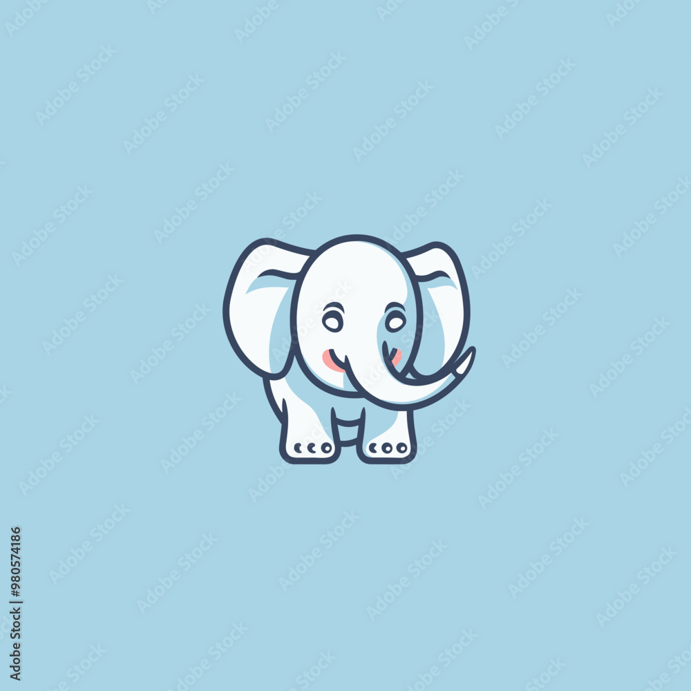 Fototapeta premium Elephant hand-drawn kids comic illustration. Cute vector doodle style cartoon illustration