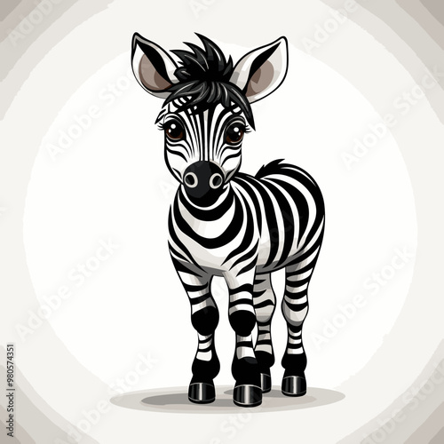 Zebra hand-drawn kids comic illustration. Cute vector doodle style cartoon illustration