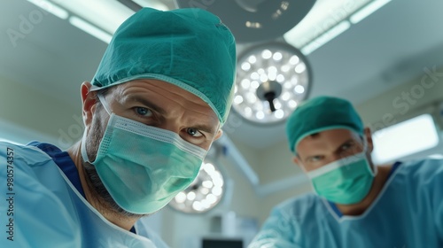 Professional surgeons in action: modern medical operation scene for healthcare posters