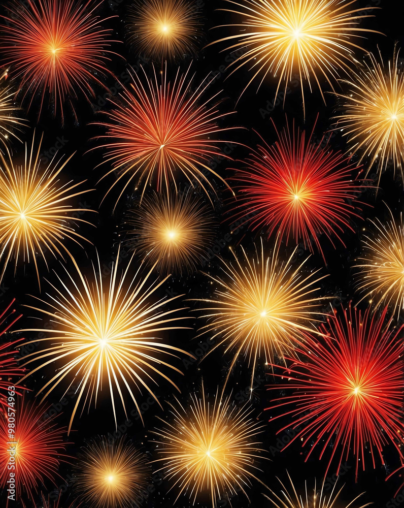 Naklejka premium Glowing firework sparks with gradient from bright red to gold