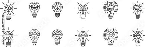 Light Bulb line icon vector, isolated on white background. Idea sign, solution, thinking concept. Lighting Electric lamp, electricity, shine, shiny. Flat style for graphic design, logo, web site, UI.