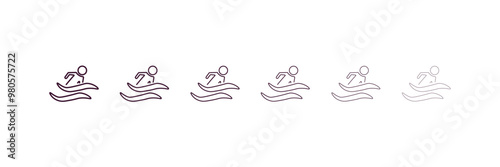 man swimming outline icon. Linear vector from gym concept. 6 different line style man swimming icon included thin, light, regular, medium, bold, black