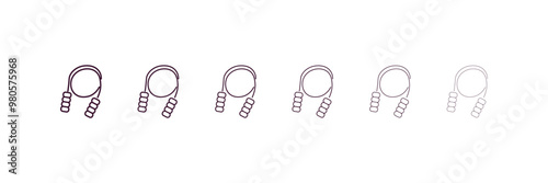 skipping rope outline icon. Linear vector from gym concept. 6 different line style skipping rope icon included thin, light, regular, medium, bold, black