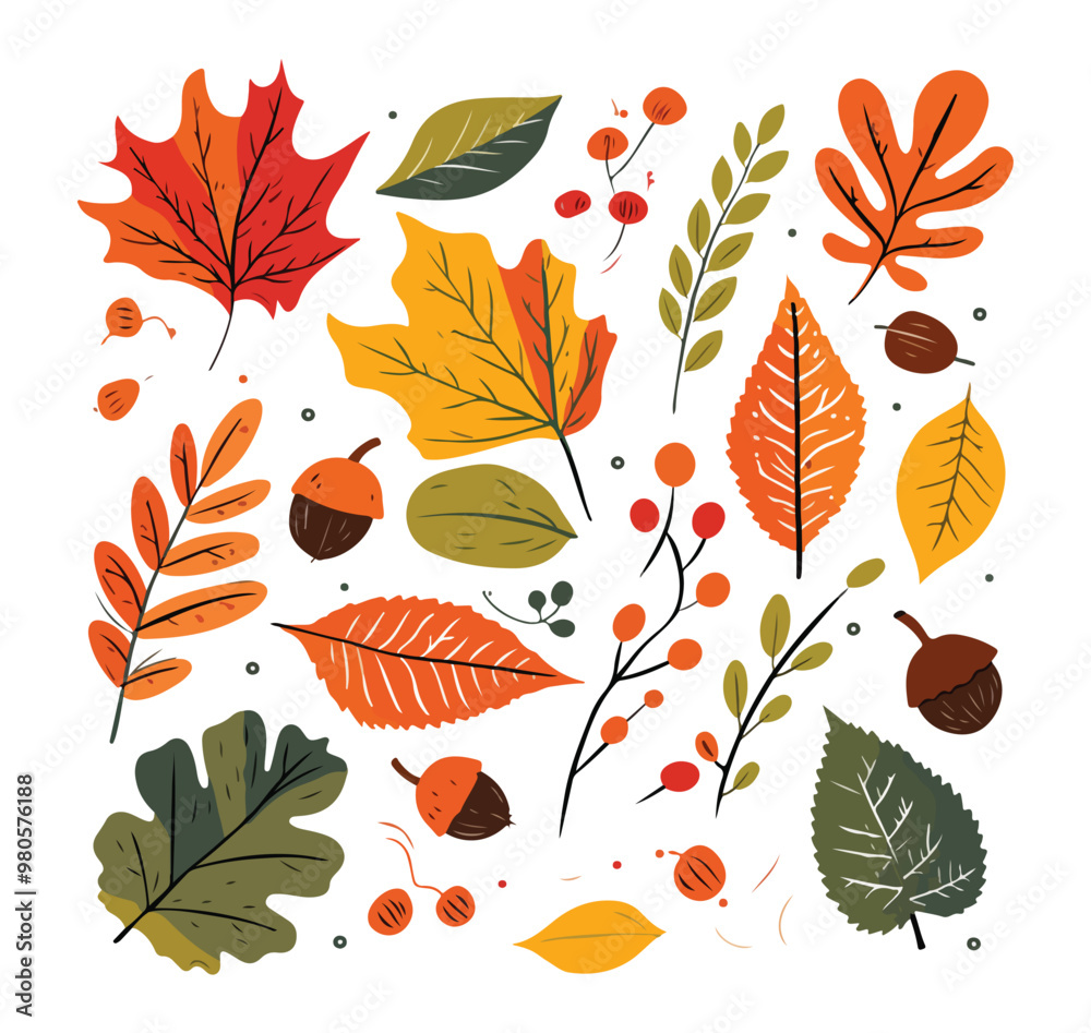 Fototapeta premium Floral Autumn Leaves Decoration