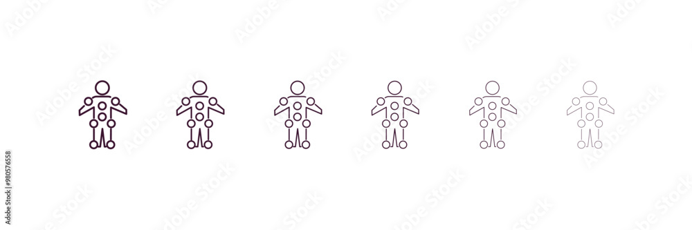 anatomy outline icon. Linear vector from gym concept. 6 different line style anatomy icon included thin, light, regular, medium, bold, black