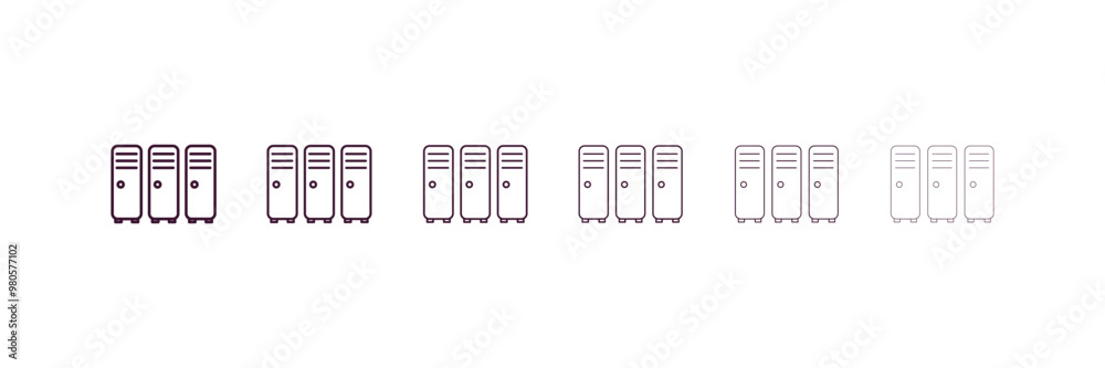 locker outline icon. Linear vector from gym concept. 6 different line style locker icon included thin, light, regular, medium, bold, black locker outline icon. Linear vector from gym concept. 6 different line style locker icon included thin, light, regular, medium, bold, black