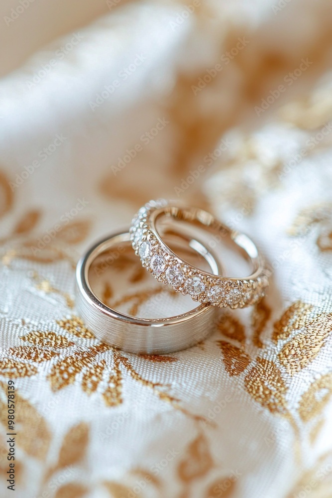A pair of wedding rings on an elegant background A pair of wedding rings on an elegant background