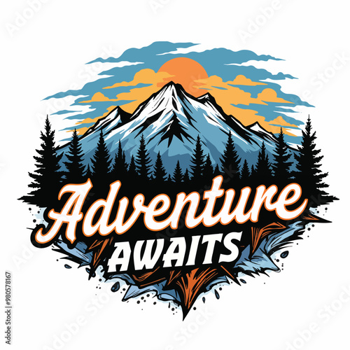 Vector illustration the adventure awaits logo