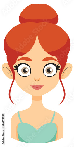 Red-Haired Cartoon Fairy Portrait