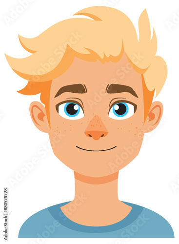 Smiling Blonde Boy Vector Illustration