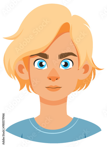 Blonde Cartoon Character Portrait