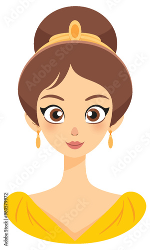 Elegant Princess in Yellow Dress