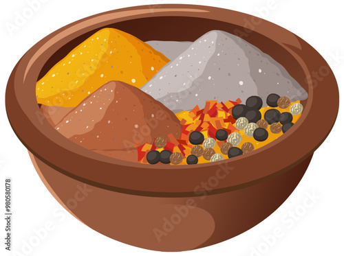 Mexican Spices in Clay Bowl