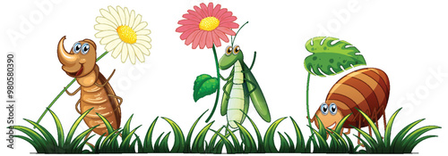 Cute Insects with Flowers