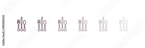 eating utensils outline icon. Linear vector from hotel concept. 6 different line style eating utensils icon included thin, light, regular, medium, bold, black