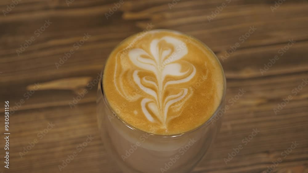 Fragrant cappuccino with foam and artistic pattern. The art of drawing on cappuccino or latte. Fragrant cappuccino with foam and artistic pattern. The art of drawing on cappuccino or latte.