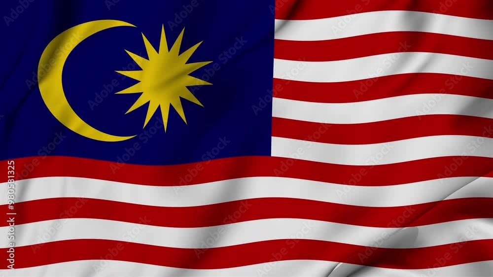 A beautiful view of the Malaysia flag video. 3d flag-waving video. Malaysia flag 4K resolution.	