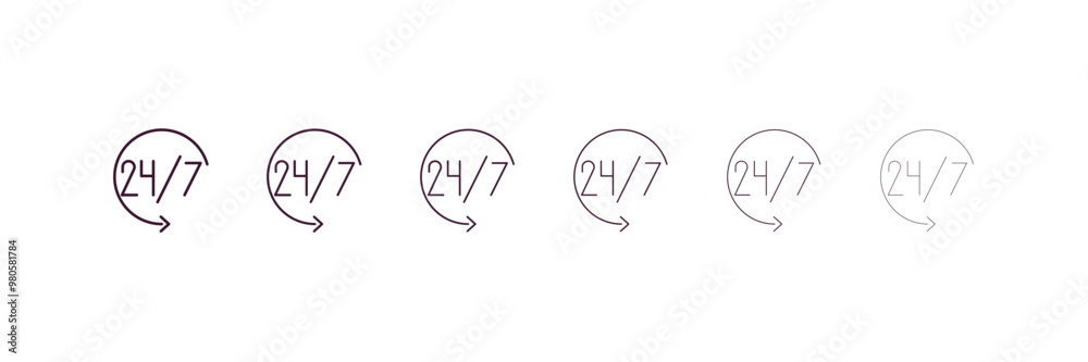 24 service outline icon. Linear vector from hotel concept. 6 different line style 24 service icon included thin, light, regular, medium, bold, black 24 service outline icon. Linear vector from hotel concept. 6 different line style 24 service icon included thin, light, regular, medium, bold, black