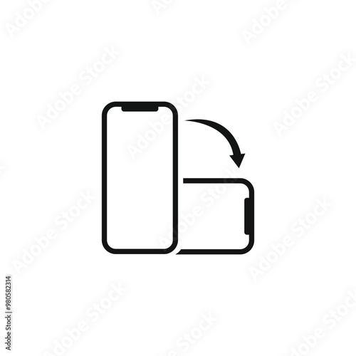 Mobile phone rotate icon set in line style device rotation with simple black style symbol sign