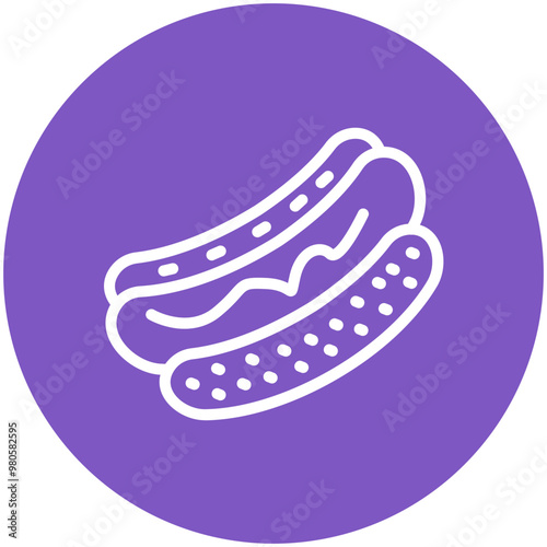 Hot Dog vector icon illustration of Street Food iconset.