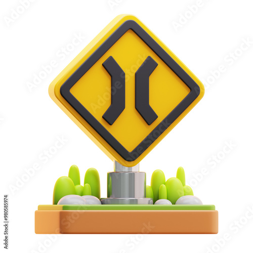 narrow bridge sign 3d icon illustration photo