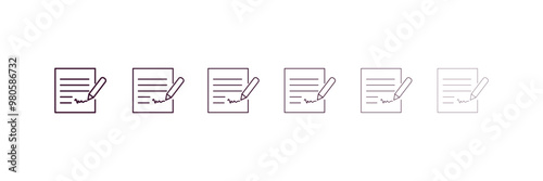 contract outline icon. Linear vector from human resources concept. 6 different line style contract icon included thin, light, regular, medium, bold, black