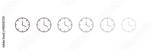 timing outline icon. Linear vector from human resources concept. 6 different line style timing icon included thin, light, regular, medium, bold, black photo