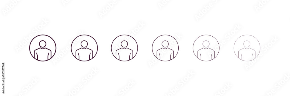 profiles outline icon. Linear vector from human resources concept. 6 different line style profiles icon included thin, light, regular, medium, bold, black profiles outline icon. Linear vector from human resources concept. 6 different line style profiles icon included thin, light, regular, medium, bold, black