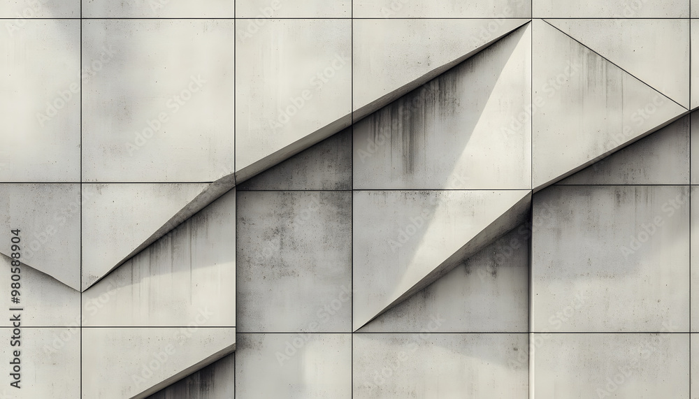 Obraz premium Clean, sharp geometric patterns in neutral tones, giving off a sleek, modern vibe