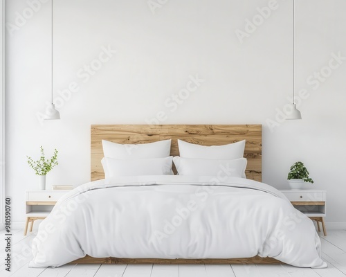 Bright and airy minimalist bedroom with a large bed, simple decor, and an open layout for a serene atmosphere, spacious bedroom, minimalist design