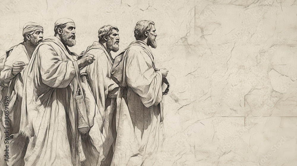 Fototapeta premium Revival and renewal as messengers travel across Judah and Israel, calling the people to celebrate Passover under Hezekiah, a biblical illustration symbolizing faith, ideal for faith-based education