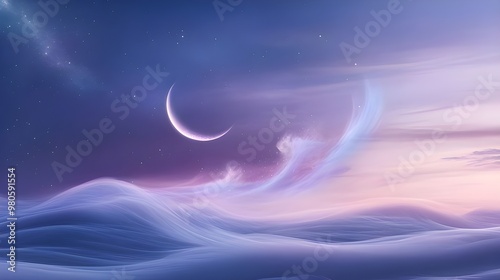 dreamy purple sky night with crescent
