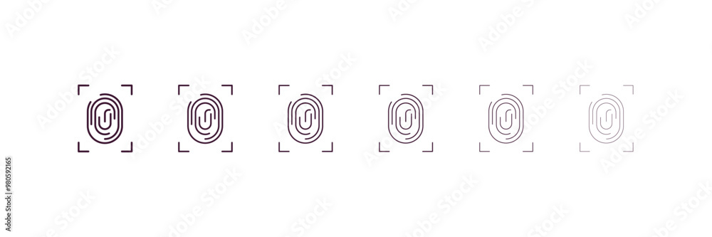 fingerprint scan outline icon. Linear vector from internet security concept. 6 different line style fingerprint scan icon included thin, light, regular, medium, bold, black fingerprint scan outline icon. Linear vector from internet security concept. 6 different line style fingerprint scan icon included thin, light, regular, medium, bold, black