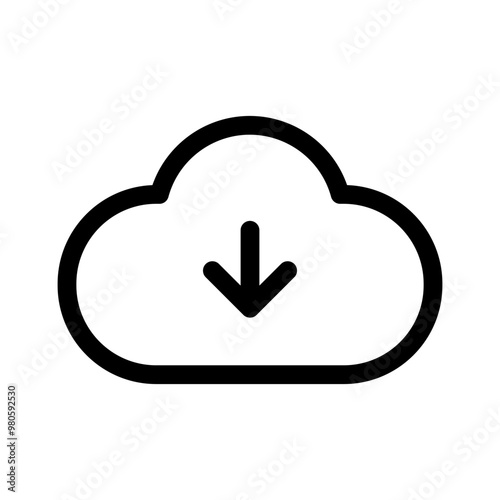 downloading data from the cloud icon. Simple black outline connect icon. Vector illustration