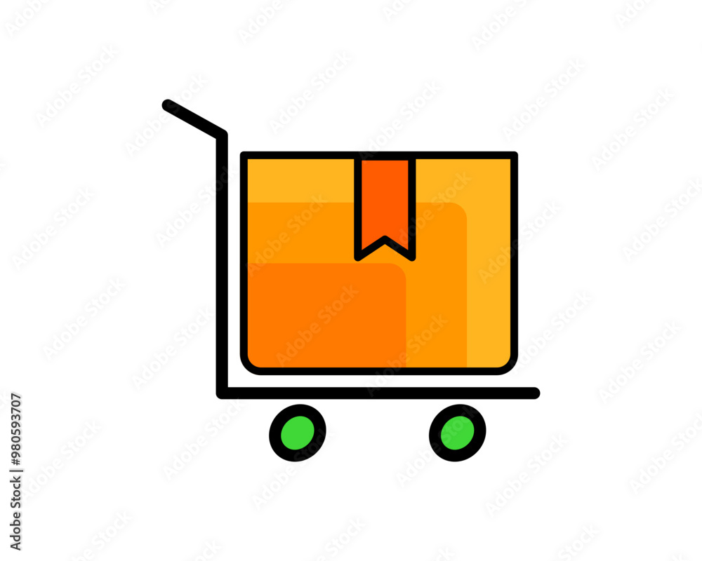 Illustration of a moving cardboard box, indicating that the product is currently in delivery process Illustration of a moving cardboard box, indicating that the product is currently in delivery process