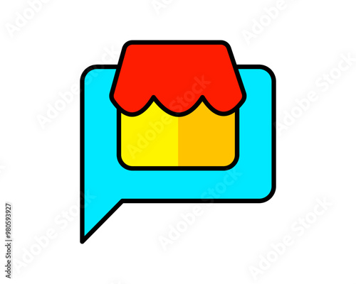 Illustration of a speech bubble with a star and a user profile, representing feedback or ratings from the seller to the customer