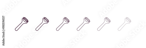 peeler outline icon. Linear vector from kitchen concept. 6 different line style peeler icon included thin, light, regular, medium, bold, black