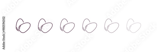 eggs outline icon. Linear vector from kitchen concept. 6 different line style eggs icon included thin, light, regular, medium, bold, black
