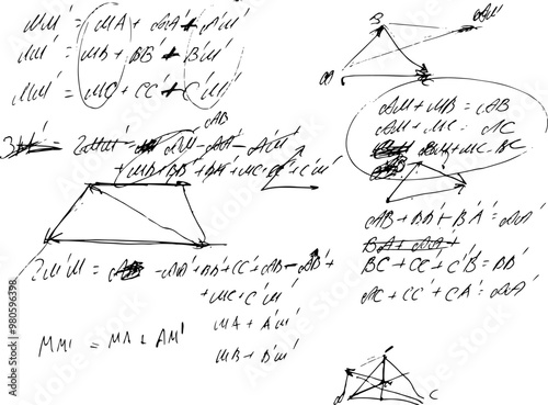 Mathematical equation with geometric figures. Solution of the problem.