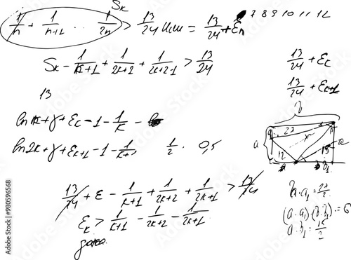 Mathematical equation with geometric figures. Solution of the problem.
