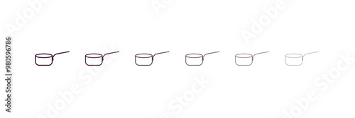 saucepan outline icon. Linear vector from kitchen concept. 6 different line style saucepan icon included thin, light, regular, medium, bold, black